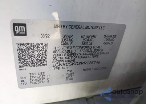 2023 Chevrolet Tahoe 2Wd Premier from USA, damaged, VIN 1GNSCSKD3PR126748